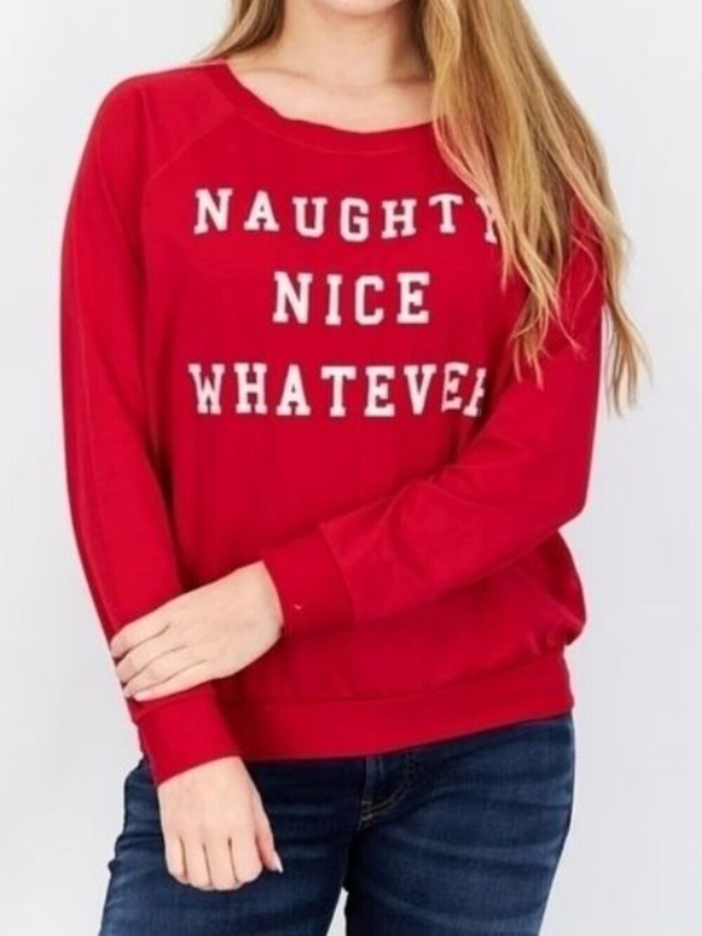Prince Peter Naughty Nice Whatever Christmas Holiday Pullover Sweatshirt Top